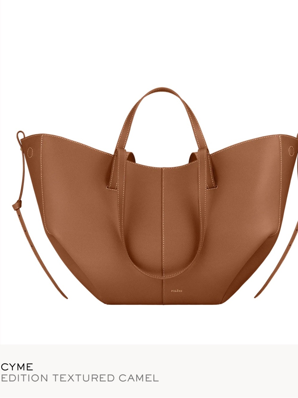 Polène Large Camel Textured Leather Tote